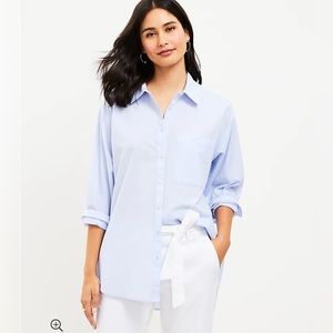 LOFT | Oversized Everyday Shirt in Baby Blue